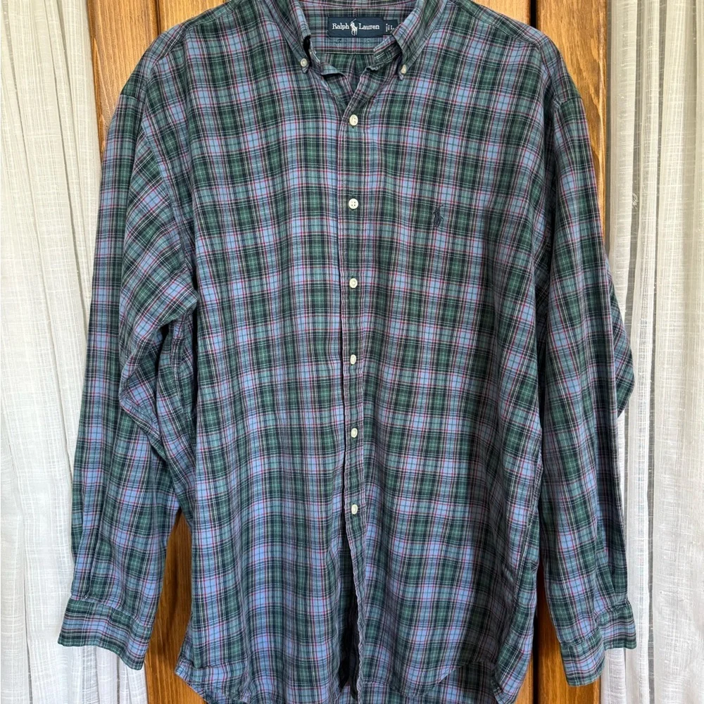 Ralph Lauren Blue and Red Plaid Button Down Shirt